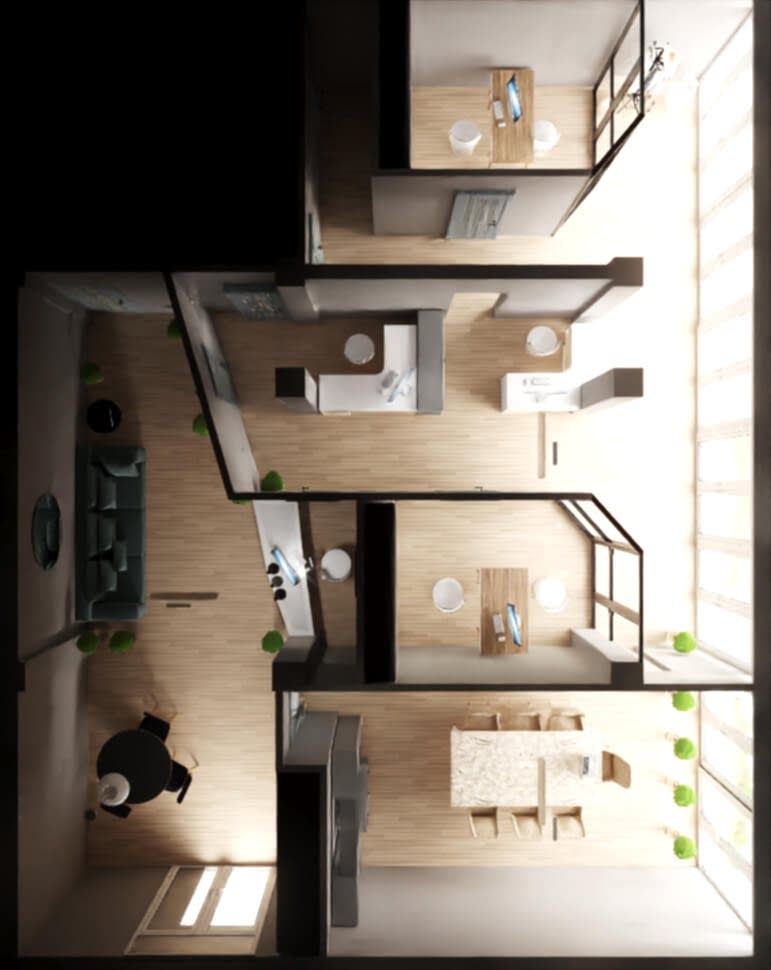 трехмерный план офиса